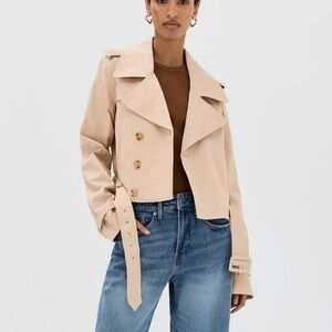 Good American Chino Stretch Cotton Crop Trench Coat